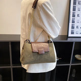 Women's Flannel Shoulder Bag Chain Crossbody Handbag