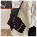 Floral Print Chain Crossbody Bag Large Handbag