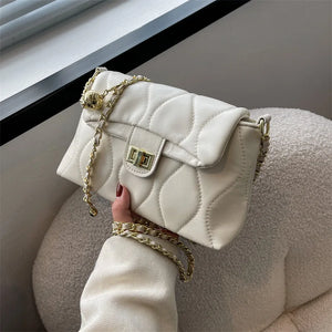 Floral Print Shoulder Bag Chain Lock Crossbody Small Square Handbag