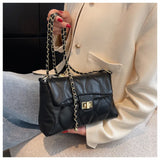 Floral Print Shoulder Bag Chain Lock Crossbody Small Square Handbag