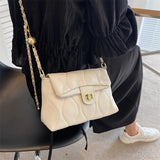 Floral Print Shoulder Bag Chain Lock Crossbody Small Square Handbag