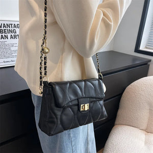 Floral Print Shoulder Bag Chain Lock Crossbody Small Square Handbag