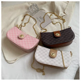 Floral Print Chain Handbag Large Square Crossbody Bag
