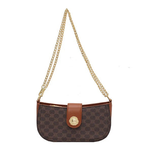 Floral Print Chain Handbag Large Square Crossbody Bag