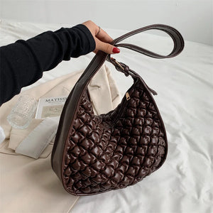 Floral Print Shoulder Bag Half Moon Crossbody Retro Handbag