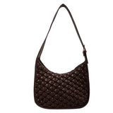 Floral Print Shoulder Bag Half Moon Crossbody Retro Handbag