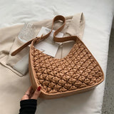Floral Print Shoulder Bag Half Moon Crossbody Retro Handbag