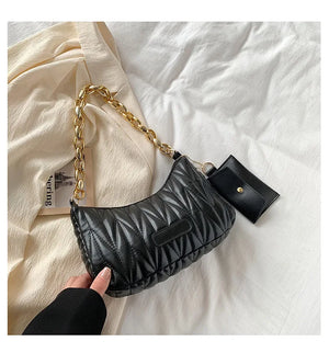 Floral Quilted Shoulder Bag Chain Crossbody Handbag