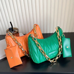 Floral Quilted Shoulder Bag Chain Crossbody Handbag