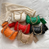Floral Quilted Shoulder Bag Chain Crossbody Handbag