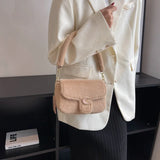 Fur Women's Crossbody Bag with Lock Flap