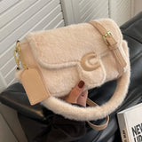 Fur Women's Crossbody Bag with Lock Flap