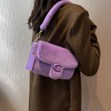 Fur Women's Crossbody Bag with Lock Flap