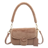 Fur Women's Crossbody Bag with Lock Flap