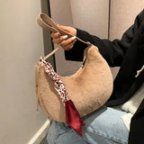 Women's Tassel Shoulder Bag Half Moon Crossbody Bag