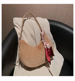 Women's Tassel Shoulder Bag Half Moon Crossbody Bag