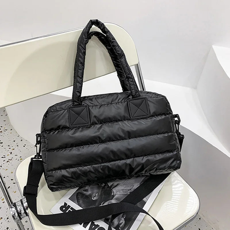 Women's Down Shoulder Bags Winter Travel Totes