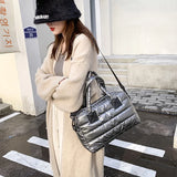 Women's Down Shoulder Bags Winter Travel Totes