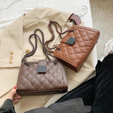 Women's Leather Travel Handbag with Chain Shoulder Strap