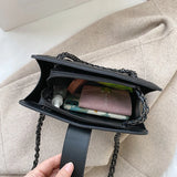 Women's Leather Travel Handbag with Chain Shoulder Strap