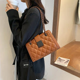 Women's Leather Travel Handbag with Chain Shoulder Strap