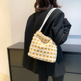 Lambhair Women's Plaid Shoulder Bag Contrast Crossbody Handbag