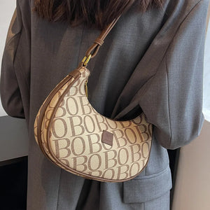 Contrasting Colors Shoulder Bag Half Moon Handbag
