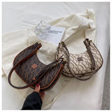 Contrasting Colors Shoulder Bag Half Moon Handbag
