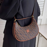 Contrasting Colors Shoulder Bag Half Moon Handbag