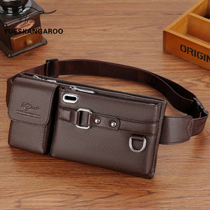 Men's Waist Bag Casual PU Belt Bag Men's Chest Bag