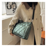 Nylon Women's Shoulder Bag Plaid Quilted Crossbody Handbag
