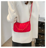 Oxford Women's Shoulder Bag Chain Crossbody Bag Half Moon Nylon Waterproof Small