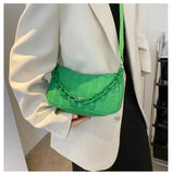 Oxford Women's Shoulder Bag Chain Crossbody Bag Half Moon Nylon Waterproof Small