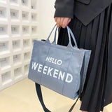 Oxford Women's Shoulder Bag Letter Printed Crossbody Bag Large Flap Handbag