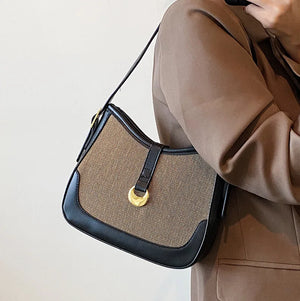 Half Moon Crossbody Bag Lock Shoulder Handbag