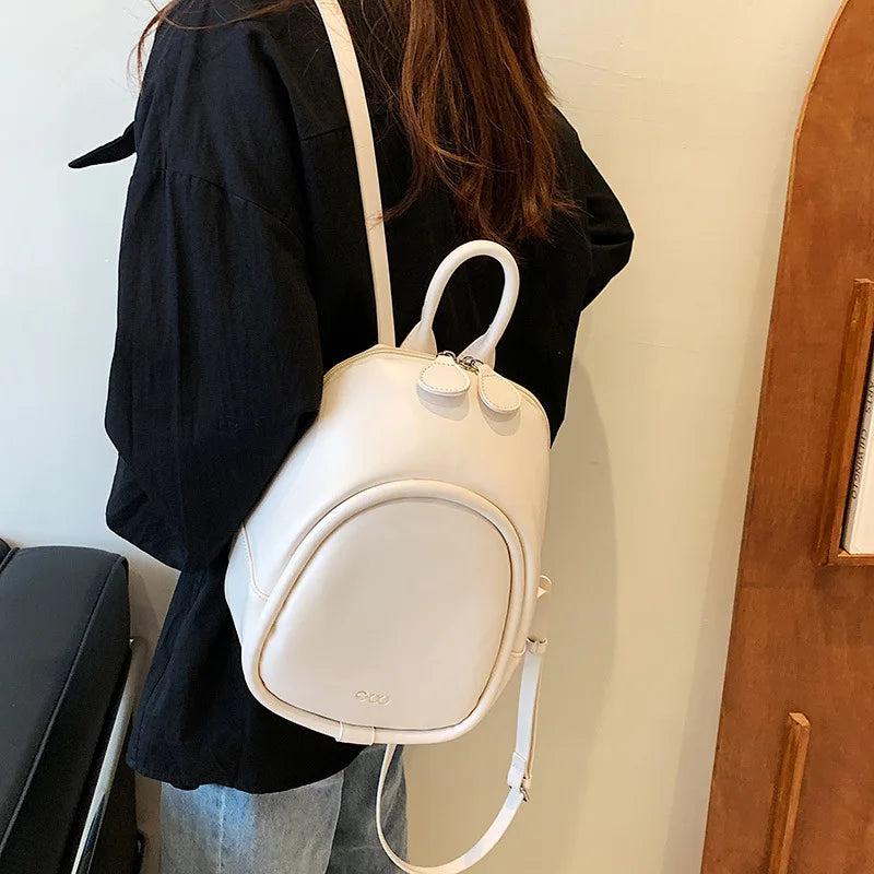 PU Leather Women's Backpack Bucket School Bag Travel Bag