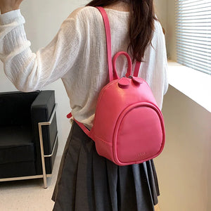 PU Leather Women's Backpack Bucket School Bag Travel Bag