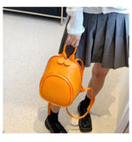 PU Leather Women's Backpack Bucket School Bag Travel Bag