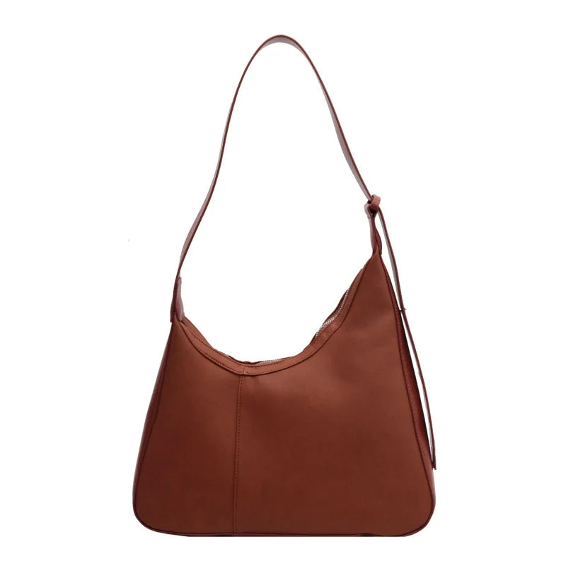 PU Leather Women's Shoulder Bag Contrast Crossbody Bag Half Moon Handbag