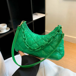 Half Moon Crossbody Bag Chain Shoulder Handbag