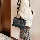 PU Leather Small Flap Crossbody Bag Chain Handbag