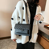 PU Leather Small Flap Crossbody Bag Chain Handbag