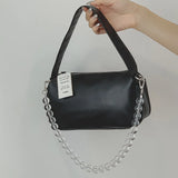 PU Leather Women's Square Crossbody Bag with Chain Strap