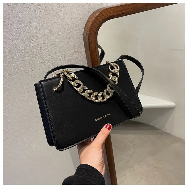 PU Leather Women's Shoulder Bag Chain Handbag Small Square Crossbody Bag