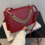 PU Leather Women's Shoulder Bag Chain Handbag Small Square Crossbody Bag