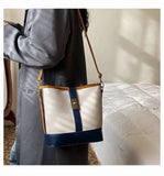 PU Leather Women's Shoulder Bag Lock Crossbody Bag Bucket Handbag