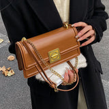 PU Leather Shoulder Bag Lock Crossbody Handbag