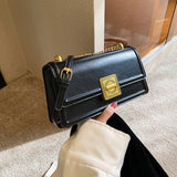 PU Leather Shoulder Bag Lock Crossbody Handbag