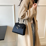 Leather Shoulder Bag Lock Crossbody Flap Handbag