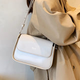 PU Leather Lock Crossbody Bag Flap Handbag